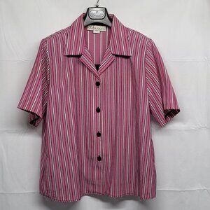 Vintage Gloria Lance Womens Top Blouse 2X Built In Tank Short Sleeve Stripe